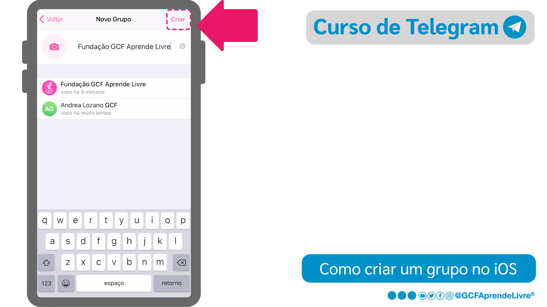 Como criar um grupo do Telegram no iOS - passo 6
